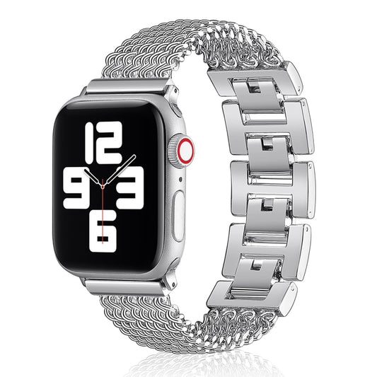 Thin Chain Steel Watch Band For Apple Watch Series 9&8&7 41mm / SE 3&SE 2&6&SE&5&4 40mm / 3&2&1 38mm(Silver) by bashfashion