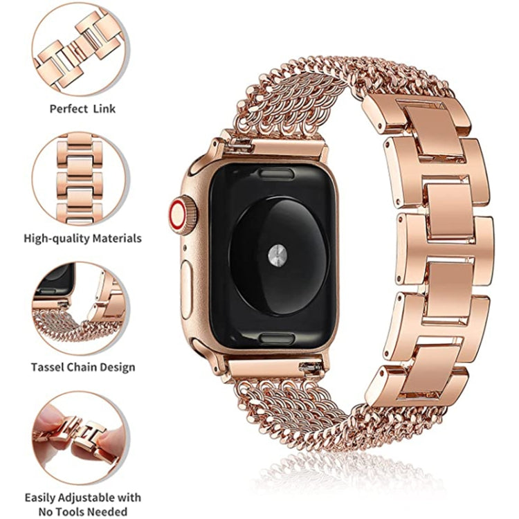 Thin Chain Steel Watch Band For Apple Watch Series 9&8&7 41mm / SE 3&SE 2&6&SE&5&4 40mm / 3&2&1 38mm(Rose Gold) by bashfashion