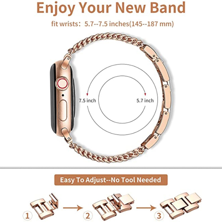 Thin Chain Steel Watch Band For Apple Watch Series 9&8&7 41mm / SE 3&SE 2&6&SE&5&4 40mm / 3&2&1 38mm(Rose Gold) by bashfashion