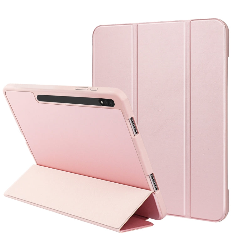 For Samsung Galaxy Tab S8+ / X800 3-folding Honeycomb TPU Smart Leather Tablet Case(Pink) by bashfashion