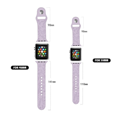 Butterflies Love Flower Embossing Silicone Watch Band For Apple Watch Series 9&8&7 41mm / SE 3&SE 2&6&SE&5&4 40mm / 3&2&1 38mm(Light Yellow) by bashfashion