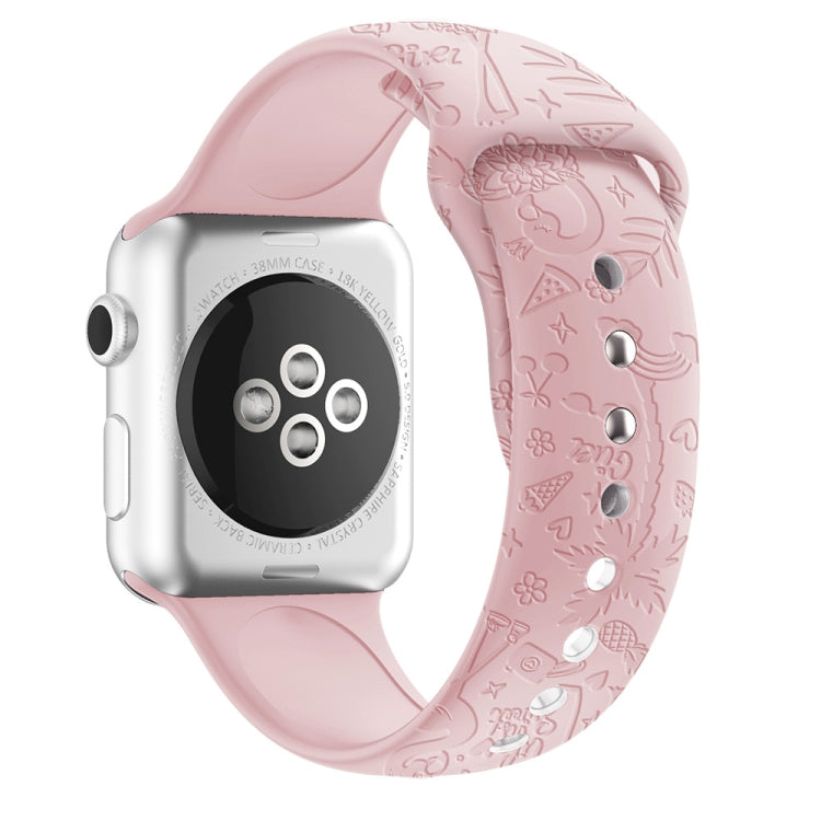 Flamingo Embossing Silicone Watch Band For Apple Watch Ultra 49mm&Watch Ultra 2 49mm / Series 9&8&7 45mm / SE 3&SE 2&6&SE&5&4 44mm / 3&2&1 42mm(Retro Rose) by bashfashion
