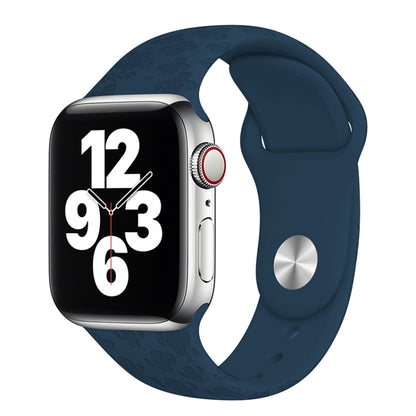 Cactus Embossing Silicone Watch Band For Apple Watch Ultra 49mm&Watch Ultra 2 49mm / Series 9&8&7 45mm / SE 3&SE 2&6&SE&5&4 44mm / 3&2&1 42mm(Dark Blue) by bashfashion