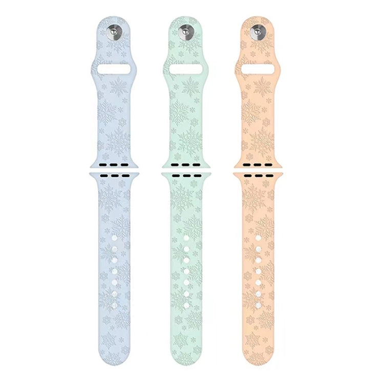 Snowflake Embossing Silicone Watch Band For Apple Watch Ultra 49mm&Watch Ultra 2 49mm / Series 9&8&7 45mm / SE 3&SE 2&6&SE&5&4 44mm / 3&2&1 42mm(Apricot Pink) by bashfashion