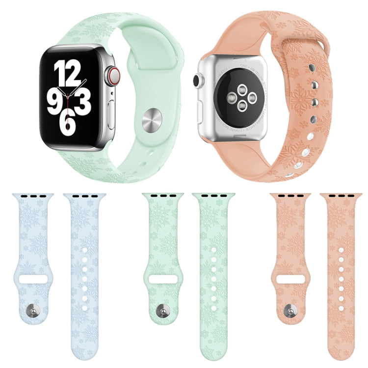 Snowflake Embossing Silicone Watch Band For Apple Watch Ultra 49mm&Watch Ultra 2 49mm / Series 9&8&7 45mm / SE 3&SE 2&6&SE&5&4 44mm / 3&2&1 42mm(Apricot Pink) by bashfashion