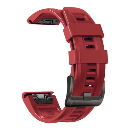 For Garmin Fenix 7 / 6 Pro / 5 Plus 22mm Black Buckle Silicone Watch Band(Dark Red) by bashfashion