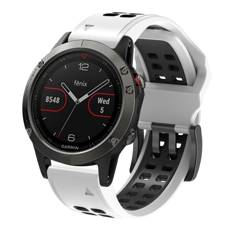 For Garmin Fenix 6 Quick Release Double Row Silicone Watch Band(White Black) by bashfashion