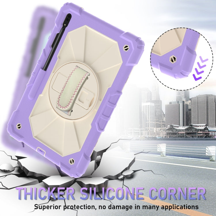 For Samsung Galaxy Tab S8+ 12.4 inch SM-X800 / SM-X806 Contrast Color Robot Shockproof Silicone + PC Tablet Case(Lotus Root Purple Beige) by bashfashion