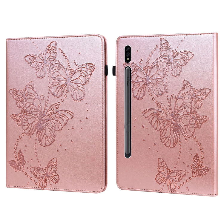 For Samsung Galaxy Tab S8 Embossed Butterfly Pattern Leather Tablet Case(Pink) by bashfashion
