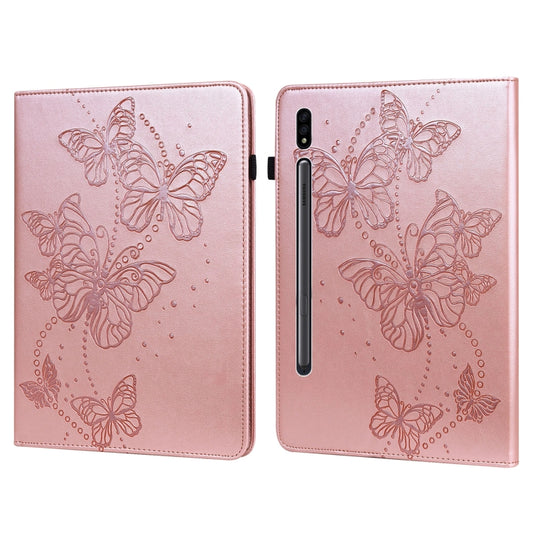 For Samsung Galaxy Tab S8 Embossed Butterfly Pattern Leather Tablet Case(Pink) by bashfashion