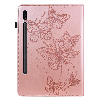 For Samsung Galaxy Tab S8 Embossed Butterfly Pattern Leather Tablet Case(Pink) by bashfashion