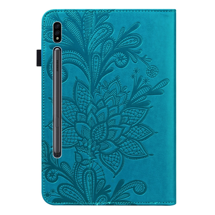 Lace Flower Embossing Pattern Leather Tablet Case For Samsung Galaxy Tab S8(Blue) by bashfashion