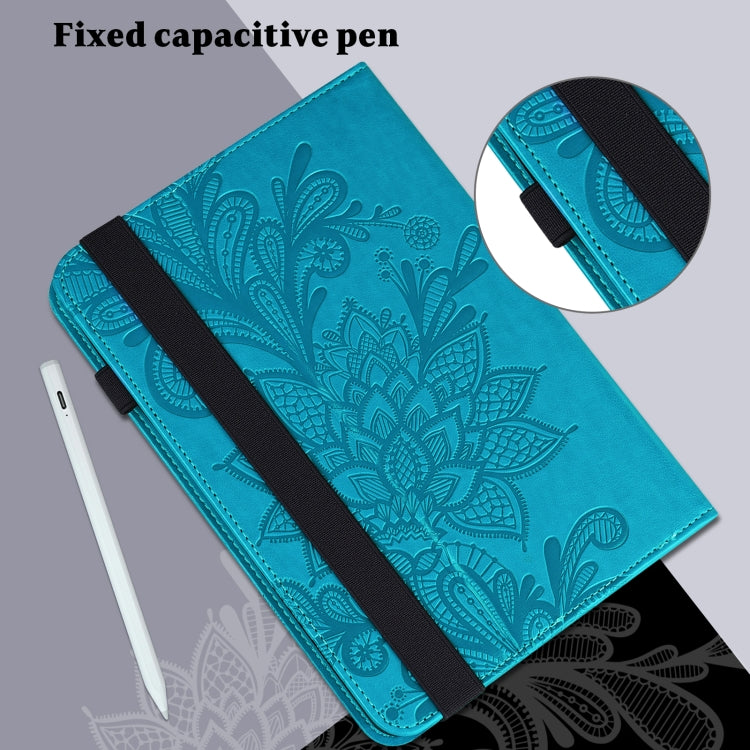 Lace Flower Embossing Pattern Leather Tablet Case For Samsung Galaxy Tab S8(Blue) by bashfashion