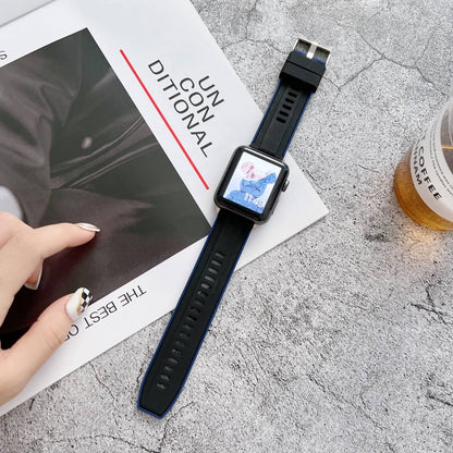 Two-color Silicone Watch Band For Apple Watch Series 9&8&7 41mm / SE 3&SE 2&6&SE&5&4 40mm / 3&2&1 38mm(Black + Blue) by bashfashion