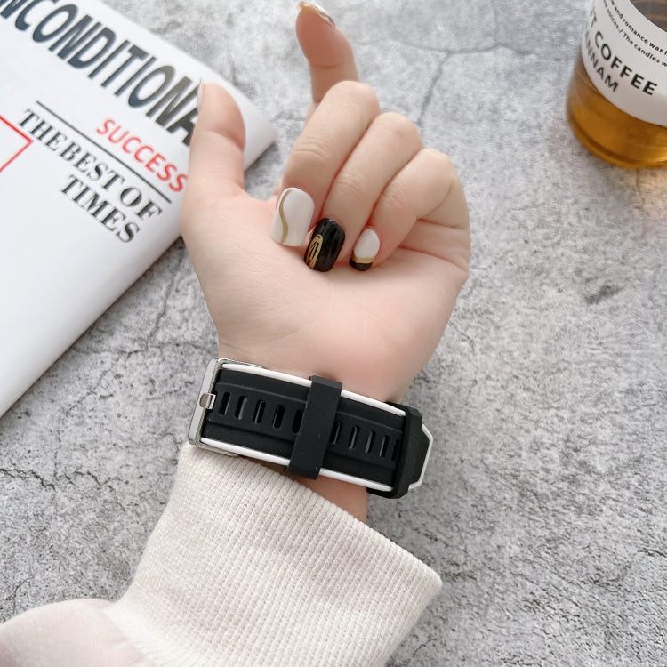 Two-color Silicone Watch Band For Apple Watch Series 9&8&7 41mm / SE 3&SE 2&6&SE&5&4 40mm / 3&2&1 38mm(Black + Red) by bashfashion