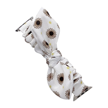 Single Loop Elasticity Cloth Watch Band For Apple Watch Ultra 49mm&Watch Ultra 2 49mm / Series 9&8&7 45mm / SE 3&SE 2&6&SE&5&4 44mm / 3&2&1 42mm(White + Sunflower) by bashfashion