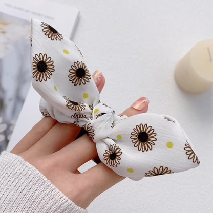 Single Loop Elasticity Cloth Watch Band For Apple Watch Ultra 49mm&Watch Ultra 2 49mm / Series 9&8&7 45mm / SE 3&SE 2&6&SE&5&4 44mm / 3&2&1 42mm(White + Sunflower) by bashfashion