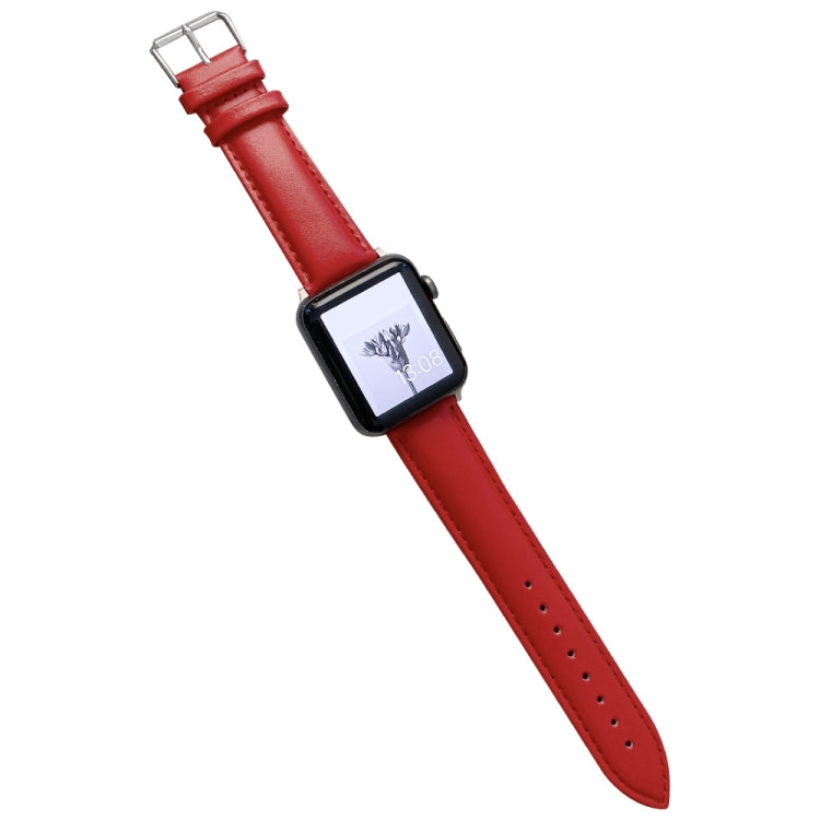 Glossy Leather Watch Band For Apple Watch Ultra 49mm&Watch Ultra 2 49mm / Series 9&8&7 45mm / SE 3&SE 2&6&SE&5&4 44mm / 3&2&1 42mm(Red) by bashfashion