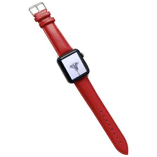 Glossy Leather Watch Band For Apple Watch Ultra 49mm&Watch Ultra 2 49mm / Series 9&8&7 45mm / SE 3&SE 2&6&SE&5&4 44mm / 3&2&1 42mm(Red) by bashfashion
