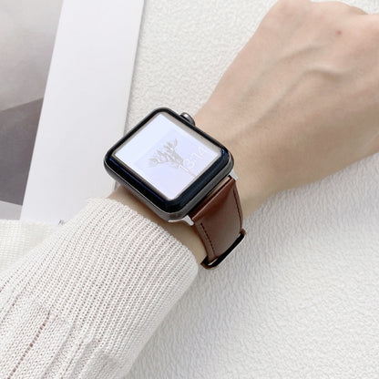 Glossy Leather Watch Band For Apple Watch Ultra 49mm&Watch Ultra 2 49mm / Series 9&8&7 45mm / SE 3&SE 2&6&SE&5&4 44mm / 3&2&1 42mm(Black) by bashfashion