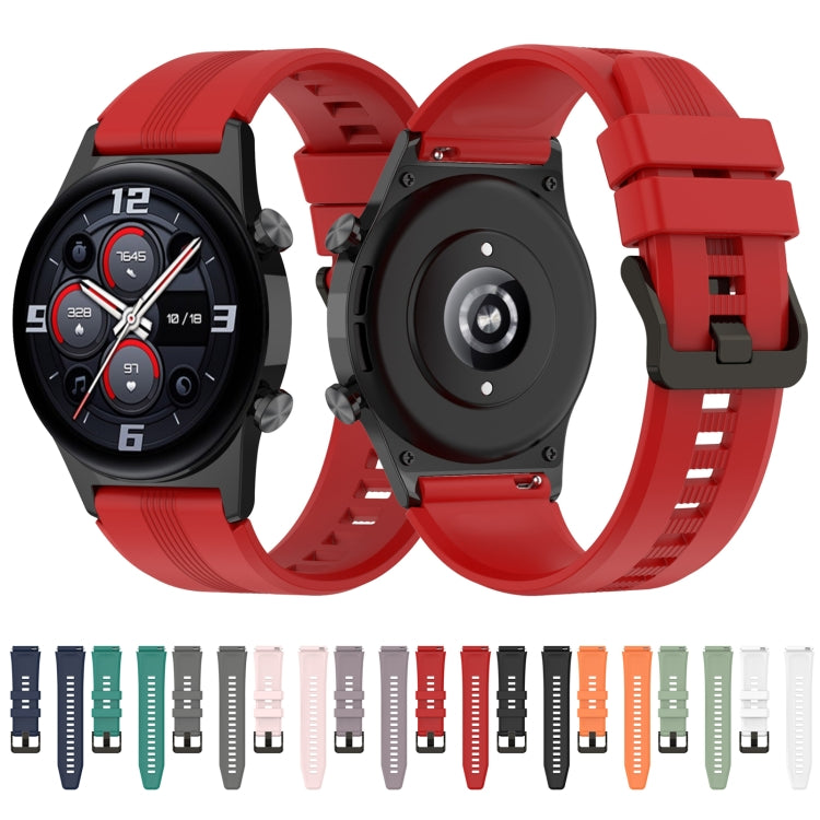 For Honor Watch GS 3 22mm Protruding Head Striped Silicone Watch Band(White) by bashfashion