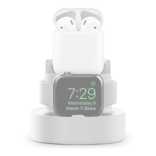 A001 3 In 1 Silicone Charging Holder for iPhone / iWatch / AirPods(White) by bashfashion