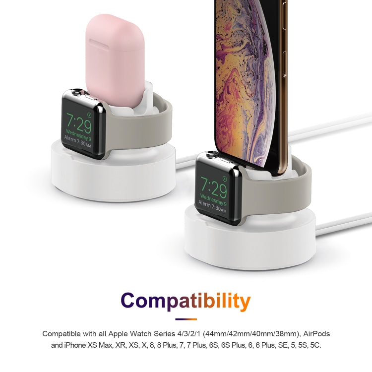 A001 3 In 1 Silicone Charging Holder for iPhone / iWatch / AirPods(White) by bashfashion