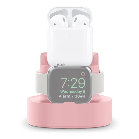 A001 3 In 1 Silicone Charging Holder for iPhone / iWatch / AirPods(Pink) by bashfashion