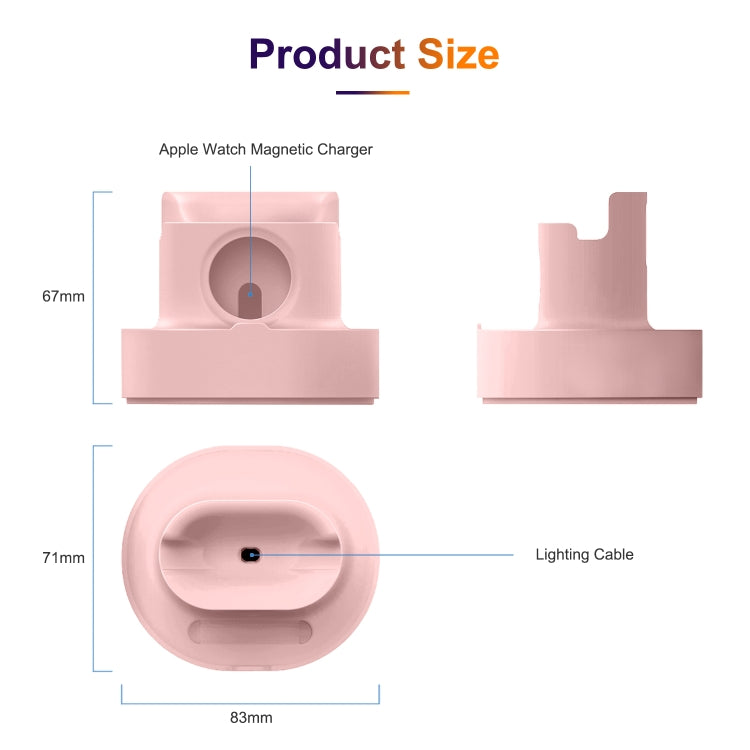A001 3 In 1 Silicone Charging Holder for iPhone / iWatch / AirPods(Pink) by bashfashion