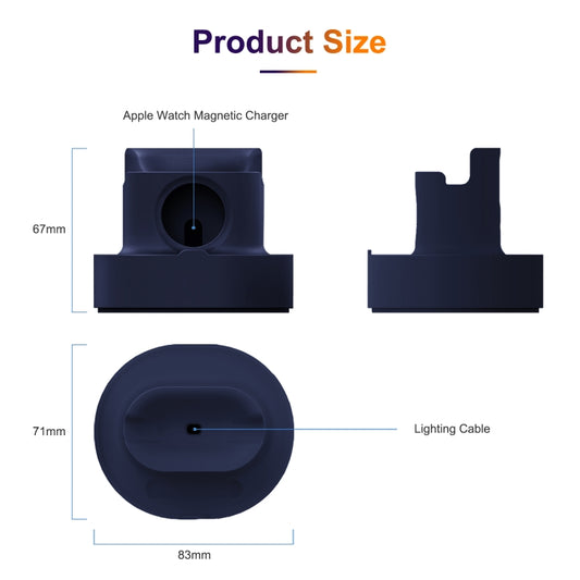 A001 3 In 1 Silicone Charging Holder for iPhone / iWatch / AirPods(Dark Blue) by bashfashion