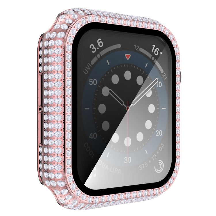Diamond PC + Tempered Glass Watch Case For Apple Watch Series 6&SE&5&4 40mm(Pink) by bashfashion
