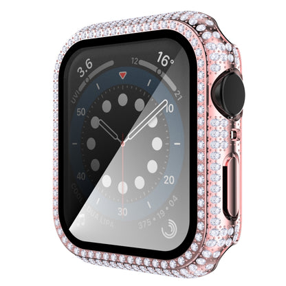 Diamond PC + Tempered Glass Watch Case For Apple Watch Series 6&SE&5&4 40mm(Pink) by bashfashion