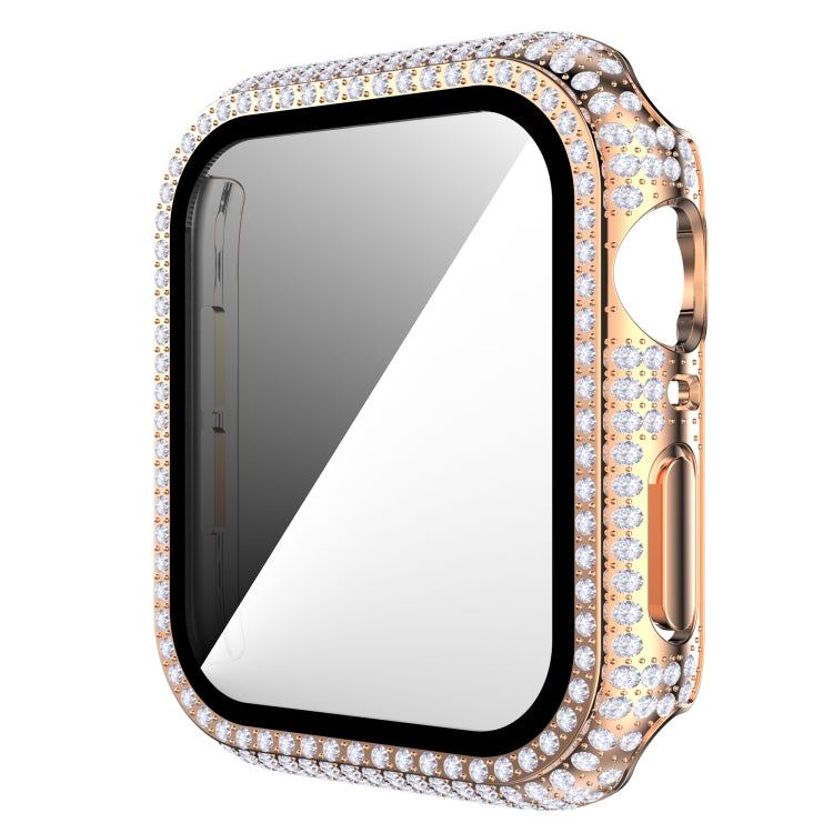 Diamond PC + Tempered Glass Watch Case For Apple Watch Series 6&SE&5&4 44mm(Rose Gold) by bashfashion