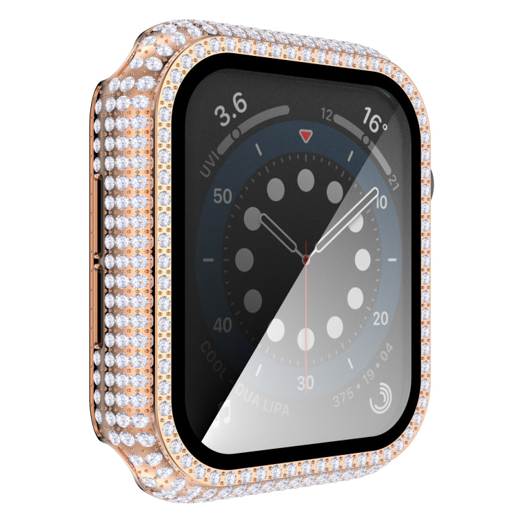 Diamond PC + Tempered Glass Watch Case For Apple Watch Series 6&SE&5&4 44mm(Rose Gold) by bashfashion