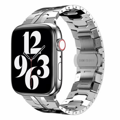 Butterfly Buckle Metal Watch Band For Apple Watch Series 9&8&7 41mm / SE 3&SE 2&6&SE&5&4 40mm / 3&2&1 38mm(Silver) by bashfashion