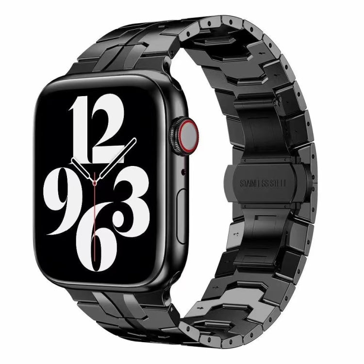 Butterfly Buckle Metal Watch Band For Apple Watch Ultra 49mm&Watch Ultra 2 49mm / Series 9&8&7 45mm / SE 3&SE 2&6&SE&5&4 44mm / 3&2&1 42mm(Black) by bashfashion