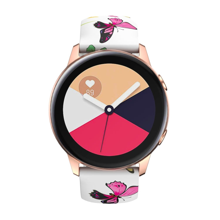 For Samsung Galaxy Watch Active Printing Butterfly Buckle Silicone Watch Band(Colorful Butterflies) by bashfashion
