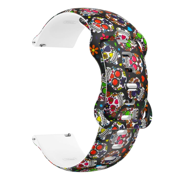 For Samsung Galaxy Watch Active Printing Butterfly Buckle Silicone Watch Band(Colorful Skull) by bashfashion
