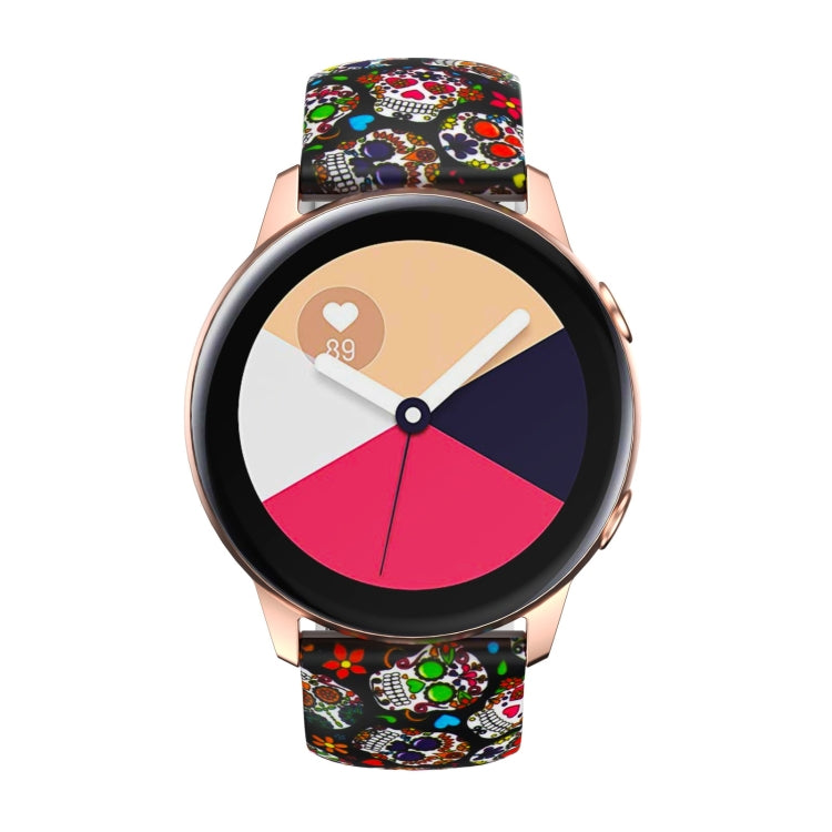 For Samsung Galaxy Watch Active Printing Butterfly Buckle Silicone Watch Band(Colorful Skull) by bashfashion