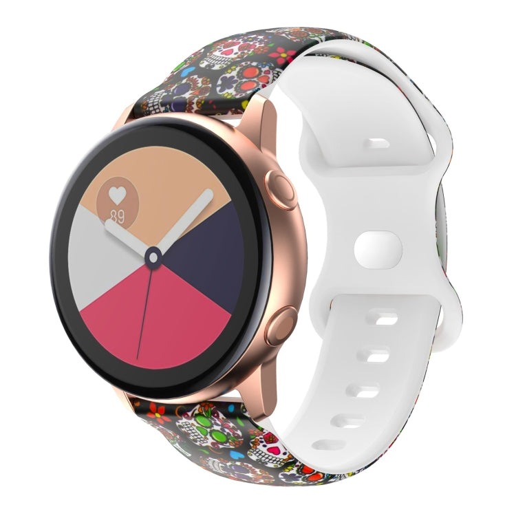 For Samsung Galaxy Watch Active Printing Butterfly Buckle Silicone Watch Band(Colorful Skull) by bashfashion