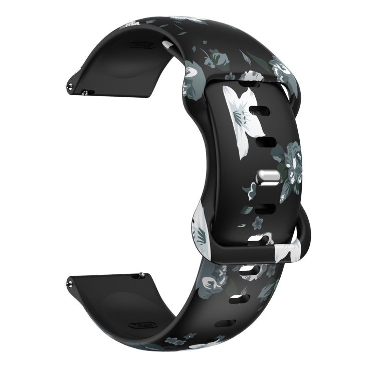 For Samsung Galaxy Watch Active Printing Butterfly Buckle Silicone Watch Band(Grey Flowers) by bashfashion