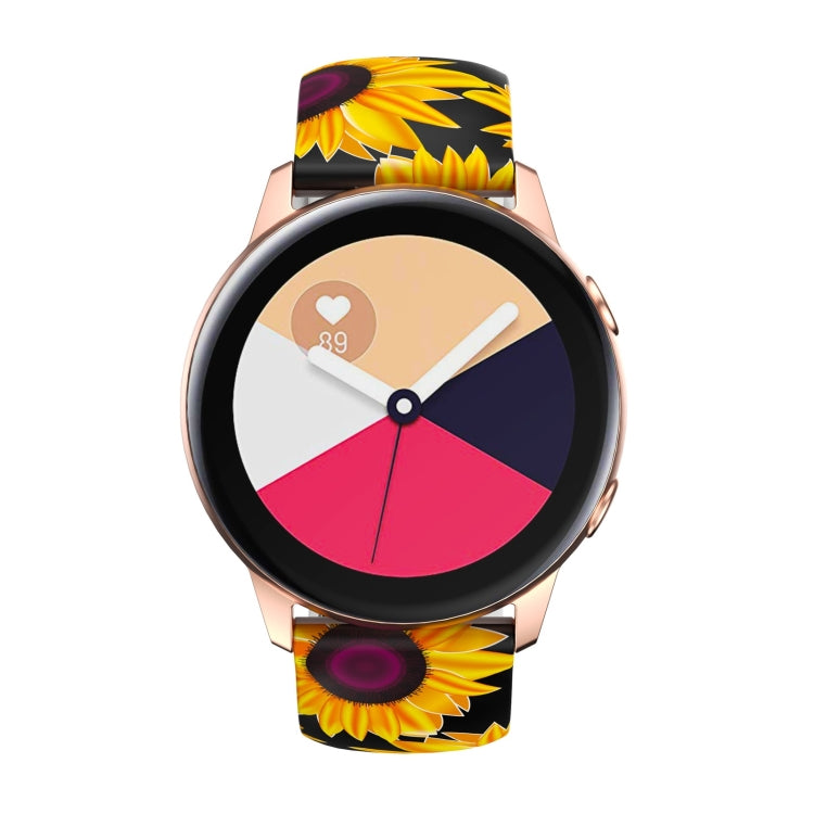 For Samsung Galaxy Watch Active Printing Butterfly Buckle Silicone Watch Band(Sunflower) by bashfashion