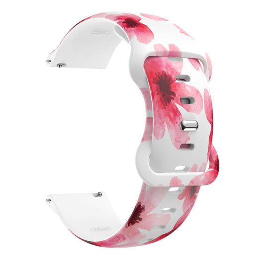 For Samsung Galaxy Watch Active Printing Butterfly Buckle Silicone Watch Band(Red Flowers) by bashfashion