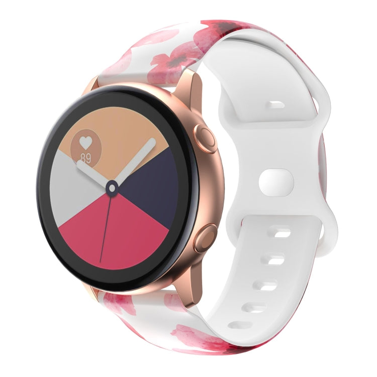 For Samsung Galaxy Watch Active Printing Butterfly Buckle Silicone Watch Band(Red Flowers) by bashfashion
