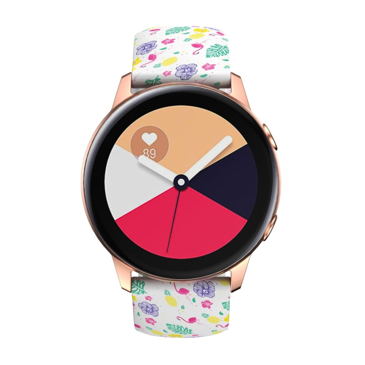 For Samsung Galaxy Watch Active Printing Butterfly Buckle Silicone Watch Band(Flamingo) by bashfashion