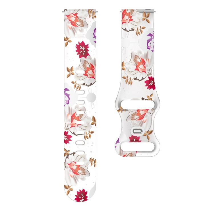 For Samsung Galaxy Watch Active Printing Butterfly Buckle Silicone Watch Band(White Flowers) by bashfashion