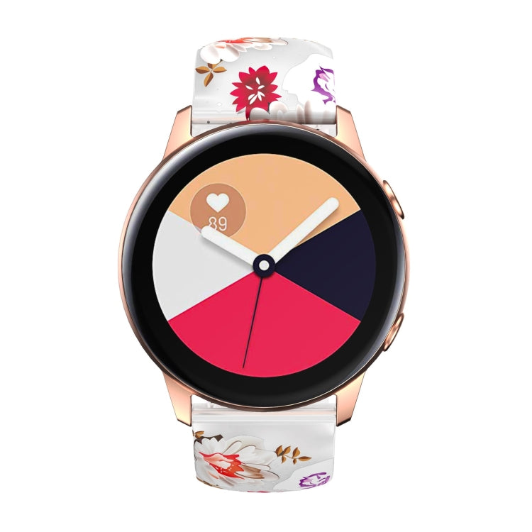 For Samsung Galaxy Watch Active Printing Butterfly Buckle Silicone Watch Band(White Flowers) by bashfashion