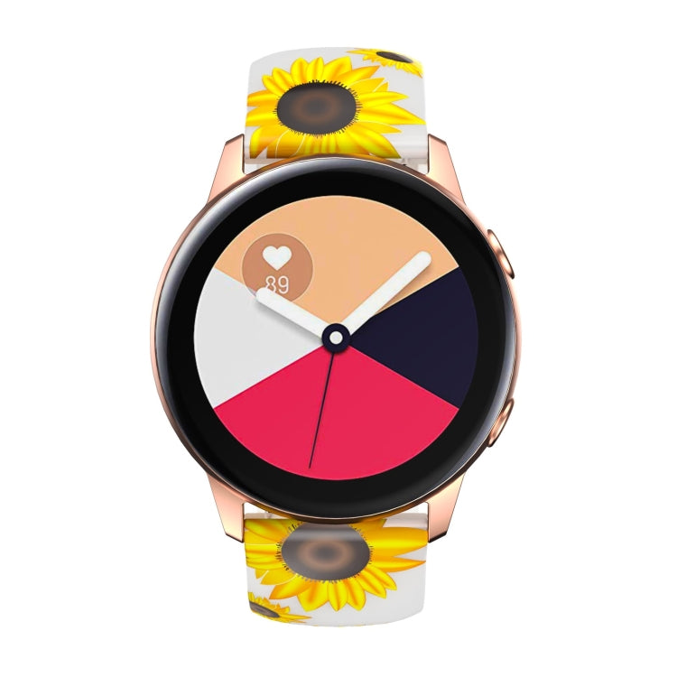 For Samsung Galaxy Watch Active Printing Butterfly Buckle Silicone Watch Band(Transparent Sunflower) by bashfashion
