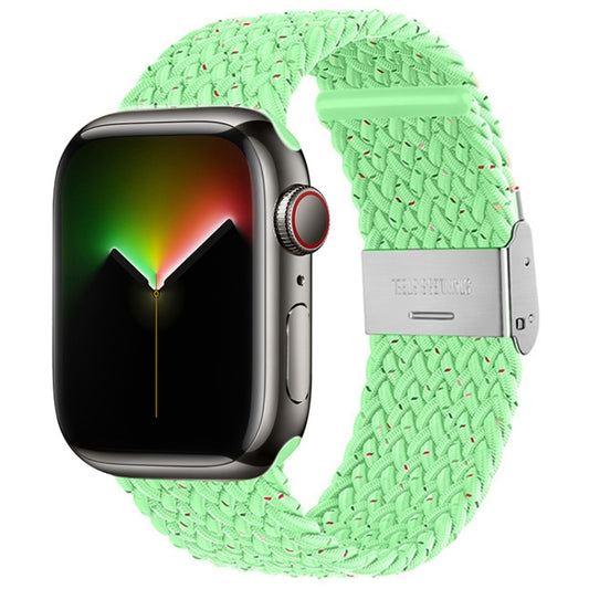 Nylon Braid Watch Band For Apple Watch Ultra 49mm&Watch Ultra 2 49mm / Series 9&8&7 45mm / SE 3&SE 2&6&SE&5&4 44mm / 3&2&1 42mm(Starlight Green) by bashfashion