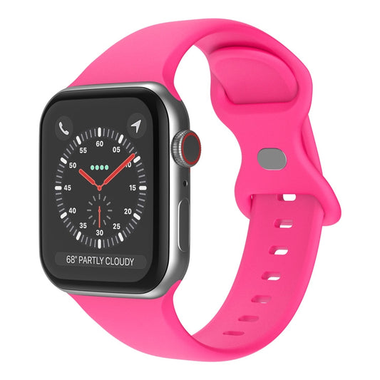 Butterfly Buckle Silicone Watch Band, Size: S For Apple Watch Ultra 49mm&Watch Ultra 2 49mm / Series 9&8&7 45mm / SE 3&SE 2&6&SE&5&4 44mm / 3&2&1 42mm(Pink) by bashfashion